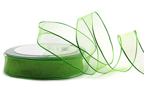 finemark 20 m x 25 mm Dekoband CHIFFON APFELGRÜN Geschenkband Schleifenband transparent Organza mit formstabilen Kanten Premium Qualität Hochzeit Geburtstag Chiffonband einfarbig von finemark