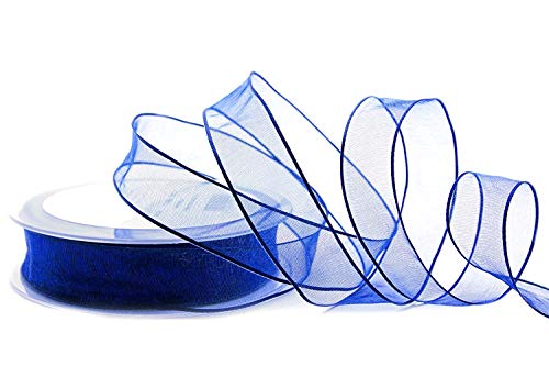 finemark 20 m x 25 mm Dekoband Chiffon BLAU Geschenkband Schleifenband transparent Organza mit formstabilen Kanten Premium Qualität Hochzeit Geburtstag Chiffonband einfarbig von finemark