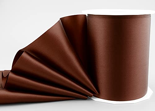 finemark 25 m x 112 mm Satinband SOPHIE BRAUN (523) Satin Tischband Tischläufer Schleifenband ohne Draht breites weiches Band Tischdekoration Tisch Deko Geschenkband mit einseitigem Glanz von finemark