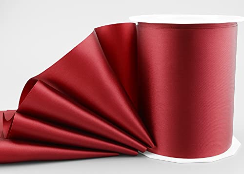 finemark 25 m x 112 mm Satinband Sophie Bordeaux (018) Satin Tischband Tischläufer Schleifenband ohne Draht breites weiches Band Tischdekoration Tisch Deko Geschenkband mit einseitigem Glanz von finemark