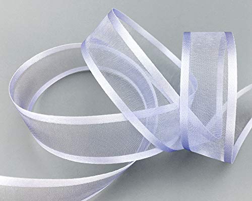 finemark 25 m x 25 mm Chiffonband mit Satin Kante Flieder (82) Chiffon Dekoband Schleifenband Geschenkband Halbtransparent Glänzend ohne Draht Organza von finemark