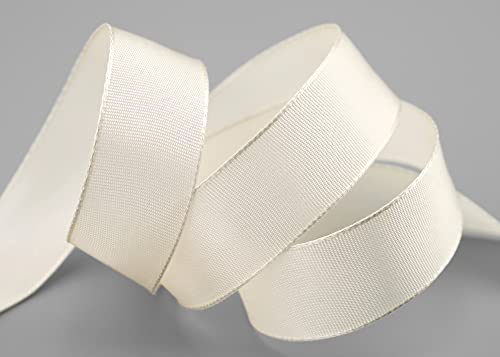 25 m x 25 mm Drahtkantenband LEO CREME Ivory (104) Dekoband mit Drahtkanten einfarbig Geschenkband Stoffband Schleifenband Visco Draht aus nachwachsenden Rohstoffen biologisch abbaubar von finemark