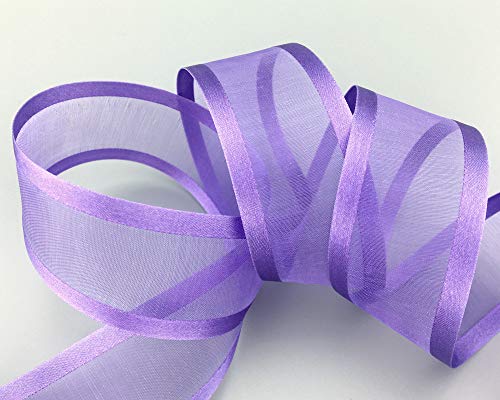 finemark 25 m x 38 mm Chiffonband mit Satin Kante Lavendel (84) Chiffon Dekoband Schleifenband Geschenkband Halbtransparent Glänzend ohne Draht Organza von finemark