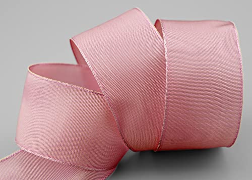 finemark 25 m x 40 mm Drahtkantenband Leo Altrosa Puderrosa Rosa (204) Dekoband mit Drahtkanten einfarbig Geschenkband Stoffband Schleifenband Draht aus nachwachsenden Rohstoffen biologisch abbaubar von finemark