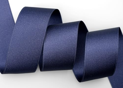 finemark 25 m x 40 mm Satinband DUNKELBLAU (624) doppelseitiges Schleifenband aus Satin ohne Draht weich und glänzend Geschenkband Deko Band double face Dekoband Dekorieren Basteln von finemark