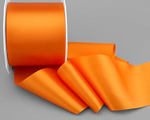 finemark 25 m x 72 mm Satinband Sophie ORANGE (620) Satin Tischband Schleifenband ohne Draht breites weiches Band Tischdekoration Tisch Deko Geschenkband mit einseitigem Glanz von finemark