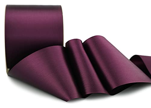 finemark 25 m x 72 mm Satinband Sophie Pflaume (610) Satin Tischband Schleifenband ohne Draht breites weiches Band Tischdekoration Tisch Deko Geschenkband mit einseitigem Glanz von finemark