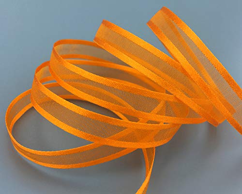 finemark 3 m x 10 mm Chiffonband mit Satin Kante ORANGE (34) Chiffon Dekoband Schleifenband Geschenkband Halbtransparent Glänzend ohne Draht Organza von finemark