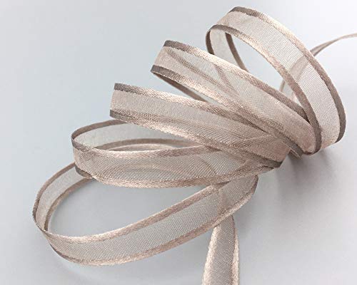 finemark 3 m x 10 mm Chiffonband mit Satin Kante Taupe (06) Chiffon Dekoband Schleifenband Geschenkband Halbtransparent Glänzend ohne Draht Organza von finemark