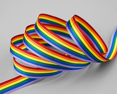 finemark 3 m x 10 mm Dekoband Rainbow Regenbogen 6 Farben Schleifeband LGBTQ gestreift Geschenkband Liebe Frieden Stolz Toleranz Flagge Deko Band doppelseitig zum dekorieren nähen verpacken von finemark