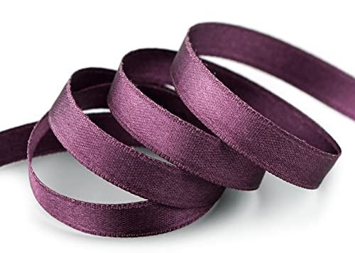 finemark 3 m x 10 mm Satinband Pflaume Lila (118) doppelseitiges Schleifenband aus Satin ohne Draht weich und glänzend Geschenkband Deko Band Double face Dekoband Dekorieren Basteln von finemark