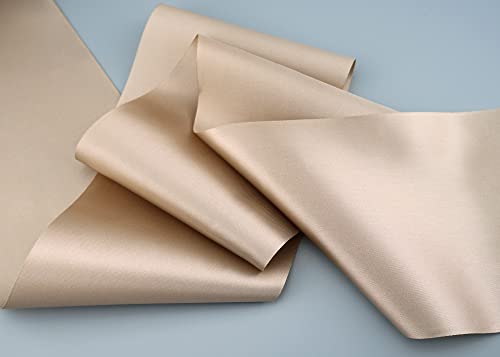 finemark 3 m x 112 mm Satinband Sophie Taupe (105) Satin Tischband Tischläufer Schleifenband ohne Draht breites weiches Band Tischdekoration Tisch Deko Geschenkband mit einseitigem Glanz von finemark