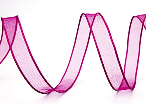 finemark 3 m x 15 mm Dekoband Chiffon PINK Geschenkband Schleifenband transparent Organza mit formstabilen Kanten Premium Qualität Hochzeit Geburtstag Chiffonband einfarbig von finemark