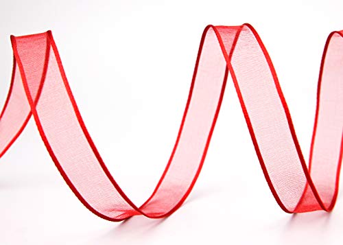 finemark 3 m x 15 mm Dekoband Chiffon ROT Geschenkband Schleifenband transparent Organza mit formstabilen Kanten Premium Qualität Hochzeit Geburtstag Chiffonband einfarbig von finemark