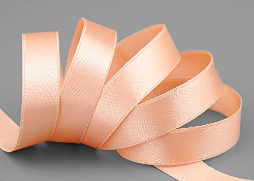 finemark 3 m x 15 mm Satinband HELL APRICOT (034) doppelseitiges Schleifenband aus Satin ohne Draht weich und glänzend Geschenkband Deko Band Double face Dekoband Dekorieren Basteln von finemark