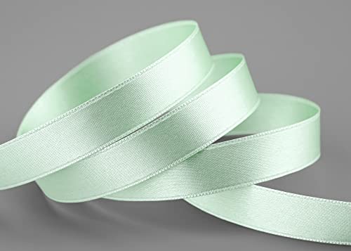 finemark 3 m x 15 mm Satinband Mint Mintgrün (036) doppelseitiges Schleifenband aus Satin ohne Draht weich und glänzend Geschenkband Deko Band Double face Dekoband Dekorieren Basteln von finemark