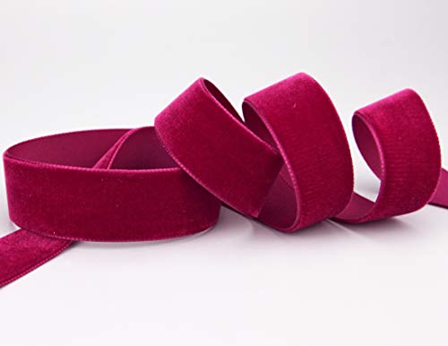 finemark 3 m x 16 mm Samtband Bordeaux (614 Dark red) Dekoband Velour einseitig Samt festkantig Velvet Ribbon zum nähen dekorieren von finemark