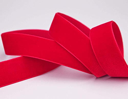 finemark 3 m x 16 mm Samtband ROT Knallrot (629 Rouge) Dekoband Velour einseitig Samt festkantig Velvet Ribbon zum nähen dekorieren von finemark