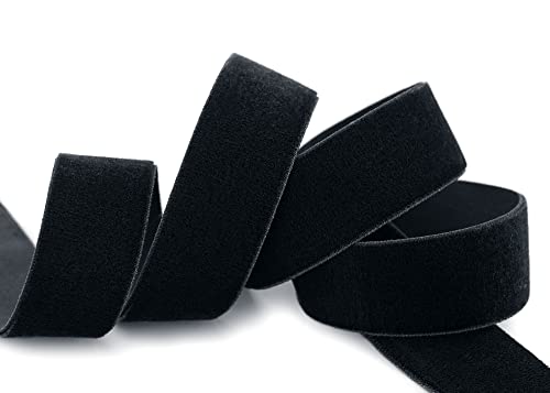 finemark 3 m x 22 mm Elastisches Samtband Schwarz (725) Stretch Velour extrem dehnbar einseitig Samt 20% Elasthan zum nähen von finemark