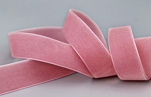 finemark 3 m x 22 mm Samtband Altrosa (645 alt rosa) Dekoband Velour einseitig Samt festkantig Velvet Ribbon zum nähen dekorieren von finemark