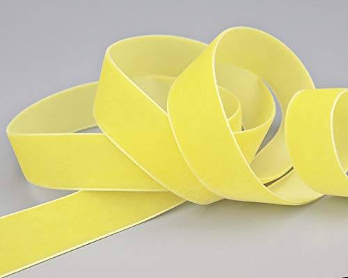 finemark 3 m x 22 mm Samtband Hellgelb ZITRONENGELB (452 citron) Dekoband Velour einseitig Samt festkantig Velvet Ribbon zum nähen dekorieren von finemark