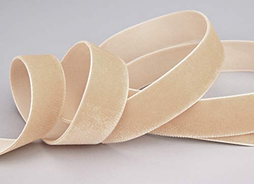 finemark 3 m x 22 mm Samtband Puder (427 beige) Dekoband Velour einseitig Samt festkantig Velvet Ribbon zum nähen dekorieren von finemark