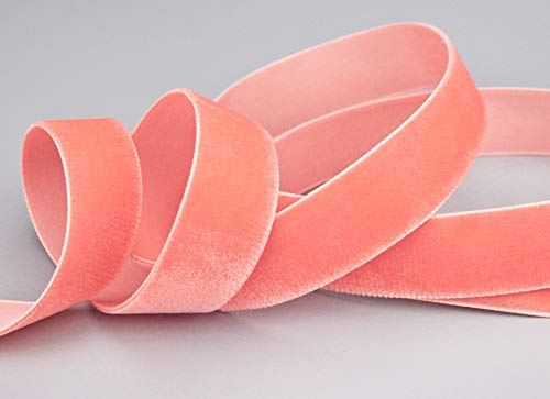 finemark 3 m x 22 mm Samtband ROSA-Koralle (618 Coral) Dekoband Velour einseitig Samt festkantig Velvet Ribbon zum nähen dekorieren von finemark