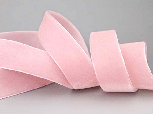 finemark 3 m x 22 mm Samtband ROSA-Weiss (630) Dekoband Velour einseitig Samt festkantig Velvet Ribbon zum nähen dekorieren von finemark