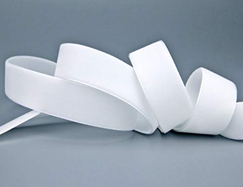 finemark 3 m x 22 mm Samtband Weiss (401 White) Dekoband Velour einseitig Samt festkantig Velvet Ribbon zum nähen dekorieren von finemark