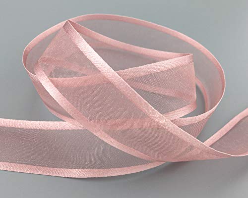 finemark 3 m x 25 mm Chiffonband mit Satin Kante ALTROSA Rosa (53) Chiffon Dekoband Schleifenband Geschenkband Halbtransparent Glänzend ohne Draht Organza von finemark