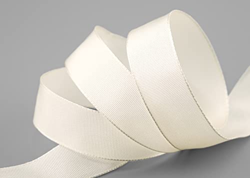 finemark 3 m x 25 mm Drahtkantenband Leo Creme Ivory (104) Dekoband mit Drahtkanten einfarbig Geschenkband Stoffband Schleifenband Visco Draht aus nachwachsenden Rohstoffen biologisch abbaubar von finemark