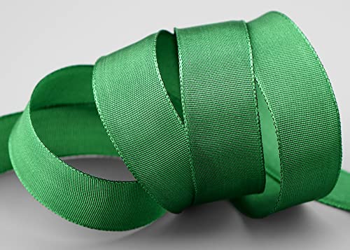 finemark 3 m x 25 mm Drahtkantenband Leo GRÜN Grasgrün (137) Dekoband mit Drahtkanten einfarbig Geschenkband Stoffband Schleifenband Visco Draht aus nachwachsenden Rohstoffen biologisch abbaubar von finemark