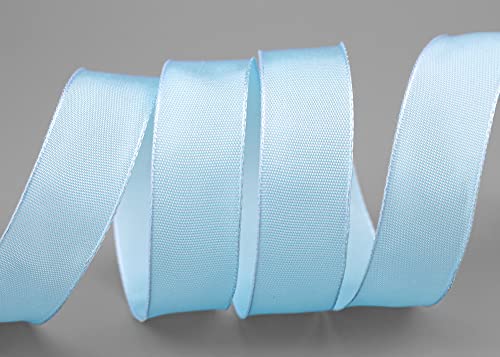 finemark 3 m x 25 mm Drahtkantenband Leo HELLBLAU (602) Dekoband mit Drahtkanten einfarbig Geschenkband Stoffband Schleifenband Visco Draht aus nachwachsenden Rohstoffen biologisch abbaubar von finemark