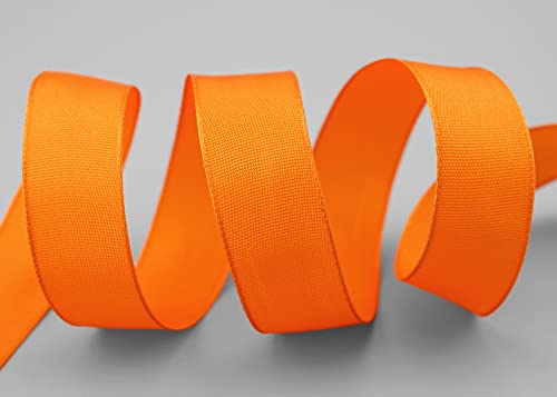 finemark 3 m x 25 mm Drahtkantenband Leo ORANGE (629) Dekoband mit Drahtkanten einfarbig Geschenkband Stoffband Schleifenband Visco Draht aus nachwachsenden Rohstoffen biologisch abbaubar von finemark