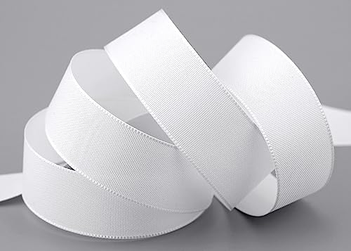 finemark 3 m x 25 mm STOFFBAND Matt ohne Draht Weiss 601 Dekoband mit Webkante Geschenkband Stoffband Tischdeko Hochzeit Ostern Schleifenband Visco Taftband TAFT Kartengestaltung Basteln von finemark