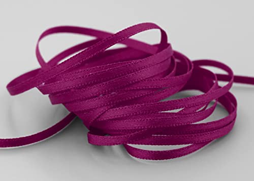 finemark 3 m x 3 mm Satinband Fuchsia Beere (616) doppelseitiges Schleifenband aus Satin ohne Draht weich und glänzend Geschenkband Deko Band Double face Dekoband Dekorieren Kordel Basteln von finemark