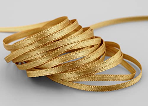 finemark 3 m x 3 mm Satinband Gold (634) doppelseitiges Schleifenband aus Satin ohne Draht weich und glänzend Geschenkband Deko Band Double face Dekoband Dekorieren Kordel Basteln von finemark