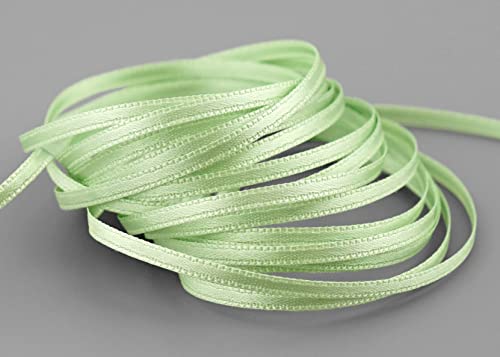 finemark 3 m x 3 mm Satinband LINDGRÜN Grün (136) doppelseitiges Schleifenband aus Satin ohne Draht weich und glänzend Geschenkband Deko Band Double face Dekoband Dekorieren Kordel Basteln von finemark