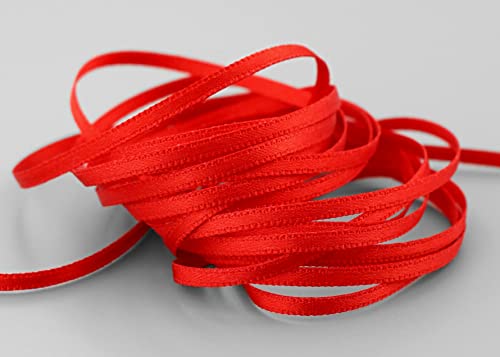 finemark 3 m x 3 mm Satinband ROT (609) doppelseitiges Schleifenband aus Satin ohne Draht weich und glänzend Geschenkband Deko Band double face Dekoband Dekorieren Kordel Basteln von finemark