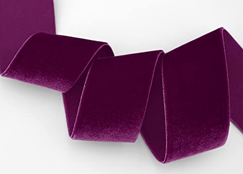 3 m x 36 mm Elastisches Samtband Burgund Bordeaux (385) Velour extrem dehnbar einseitig Samt Stretch Band 20% Elasthan zum nähen von finemark