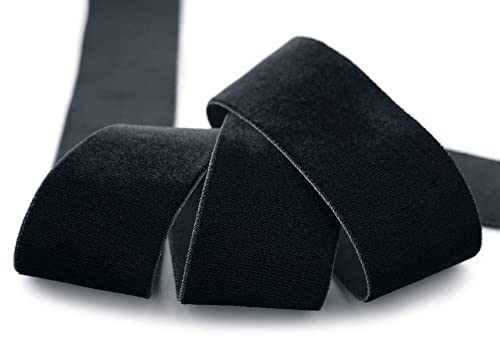 finemark 3 m x 36 mm Elastisches Samtband Schwarz (725) Velour Stretch extrem dehnbar weich einseitig Samt 20% Elasthan zum nähen von finemark