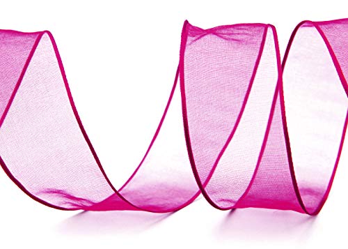 3 m x 40 mm Dekoband CHIFFON PINK Geschenkband Schleifenband transparent Organza mit formstabilen Kanten Premium Qualität Hochzeit Geburtstag Chiffonband einfarbig von finemark