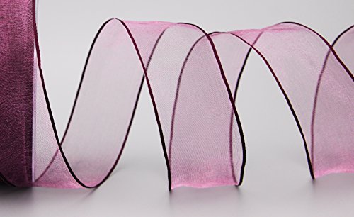 finemark 3 m x 40 mm Dekoband Chiffon Pflaume Aubergine Geschenkband Schleifenband transparent Organza mit formstabilen Kanten Premium Qualität Hochzeit Geburtstag Chiffonband einfarbig von finemark