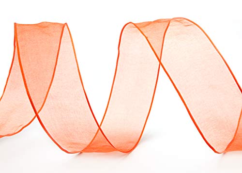 finemark 3 m x 40 mm Dekoband Chiffon ORANGE Geschenkband Schleifenband transparent Organza mit formstabilen Kanten Premium Qualität Hochzeit Geburtstag Chiffonband einfarbig von finemark