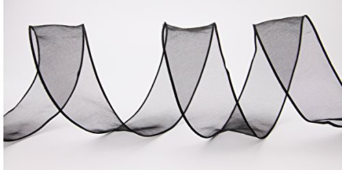 3 m x 40 mm Dekoband CHIFFON SCHWARZ Geschenkband Schleifenband transparent Organza mit formstabilen Kanten Premium Qualität Hochzeit Geburtstag Chiffonband einfarbig von finemark