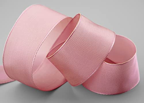 finemark 3 m x 40 mm Drahtkantenband Leo Altrosa Puderrosa Rosa (204) Dekoband mit Drahtkanten einfarbig Geschenkband Stoffband Schleifenband Draht aus nachwachsenden Rohstoffen biologisch abbaubar von finemark