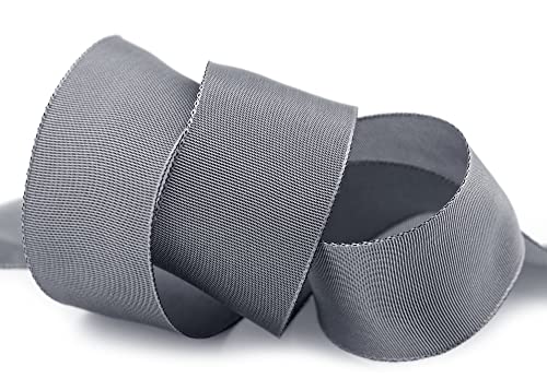 finemark 3 m x 40 mm Drahtkantenband Leo GRAU Dunkelgrau (324) Dekoband mit Drahtkanten einfarbig Geschenkband Stoffband Schleifenband Visco Draht aus nachwachsenden Rohstoffen biologisch abbaubar von finemark