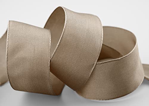 finemark 3 m x 40 mm Drahtkantenband LEO TAUPE Toffee (115) Dekoband mit Drahtkanten einfarbig Geschenkband Stoffband Schleifenband Visco Draht aus nachwachsenden Rohstoffen biologisch abbaubar von finemark