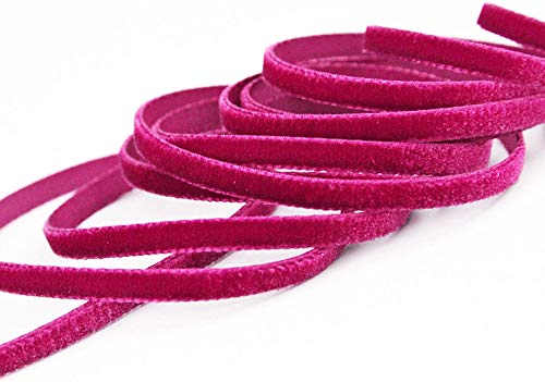 finemark 3 m x 5 mm Samtband PINK (422 Beauty) Dekoband Velour einseitig Samt festkantig Velvet Ribbon zum nähen dekorieren von finemark