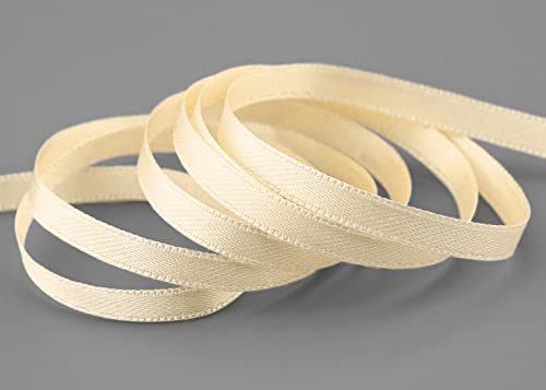 finemark 3 m x 6 mm Satinband Creme Ivory (104) doppelseitiges Schleifenband aus Satin ohne Draht weich und glänzend Geschenkband Deko Band Double face Dekoband Dekorieren Kordel Basteln von finemark